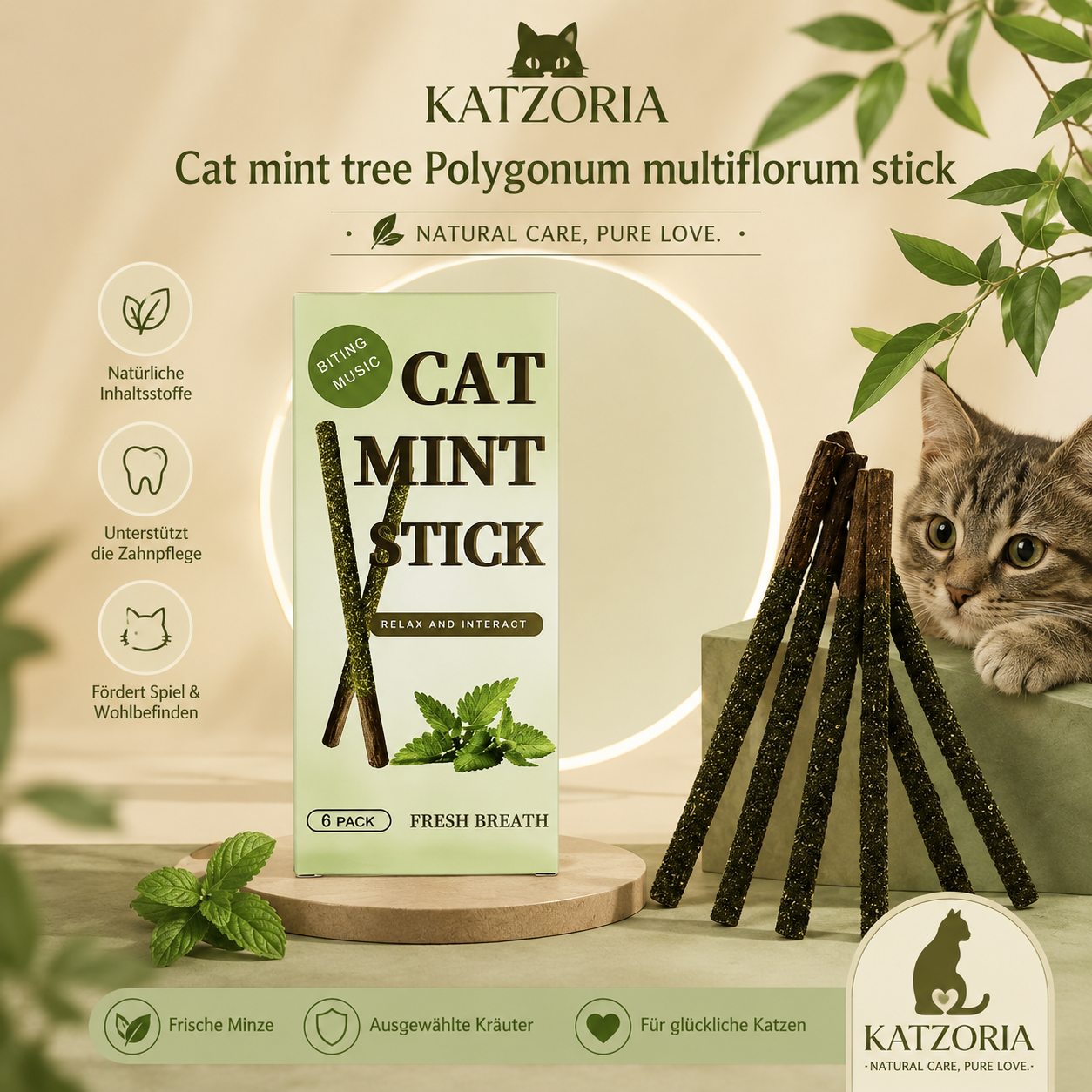 Katzoria® Matatabi Sticks (6er Set) – Natürliche Zahnpflege & Spielspaß für Katzen