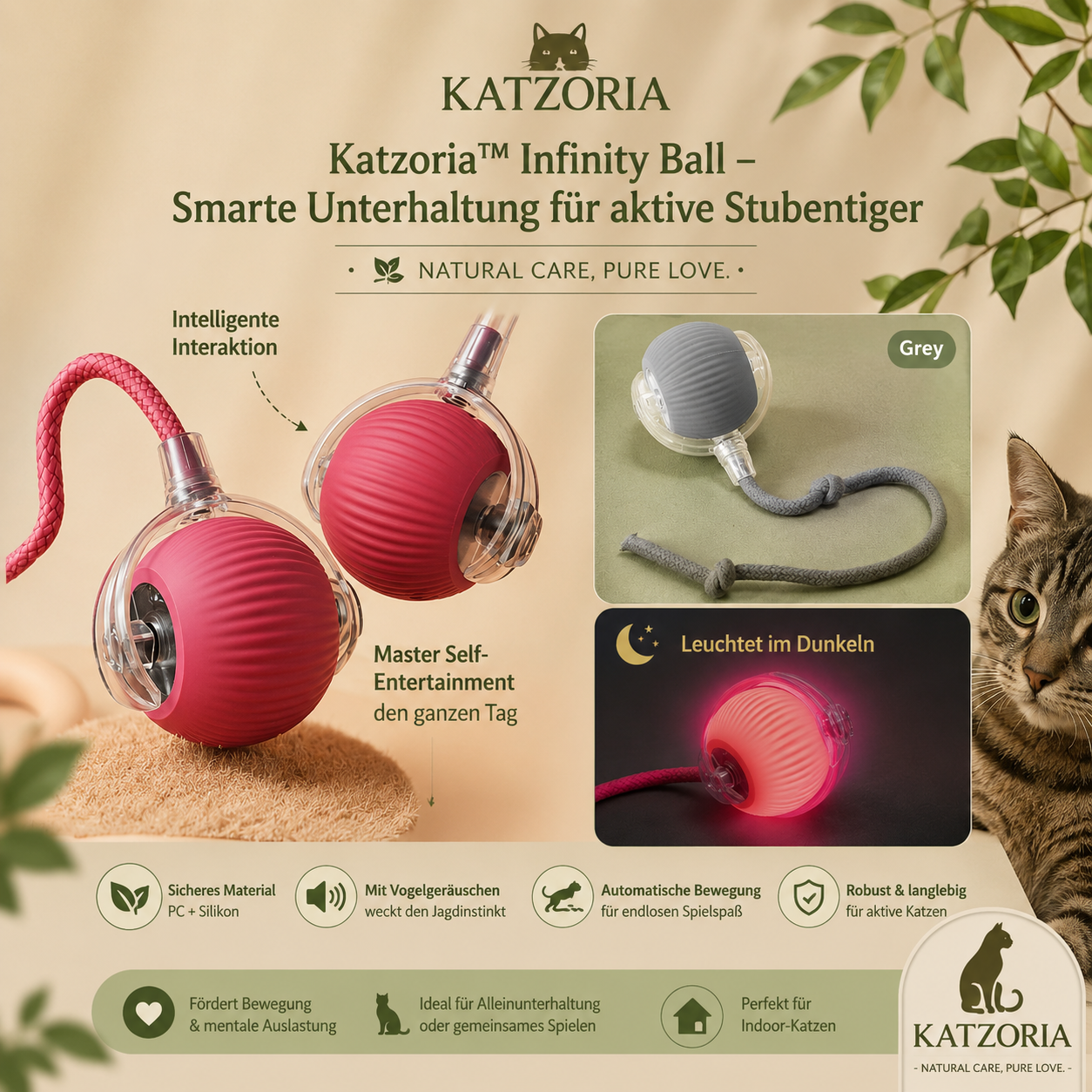 Katzoria™ Infinity Ball – Smarte Unterhaltung für aktive Stubentiger
