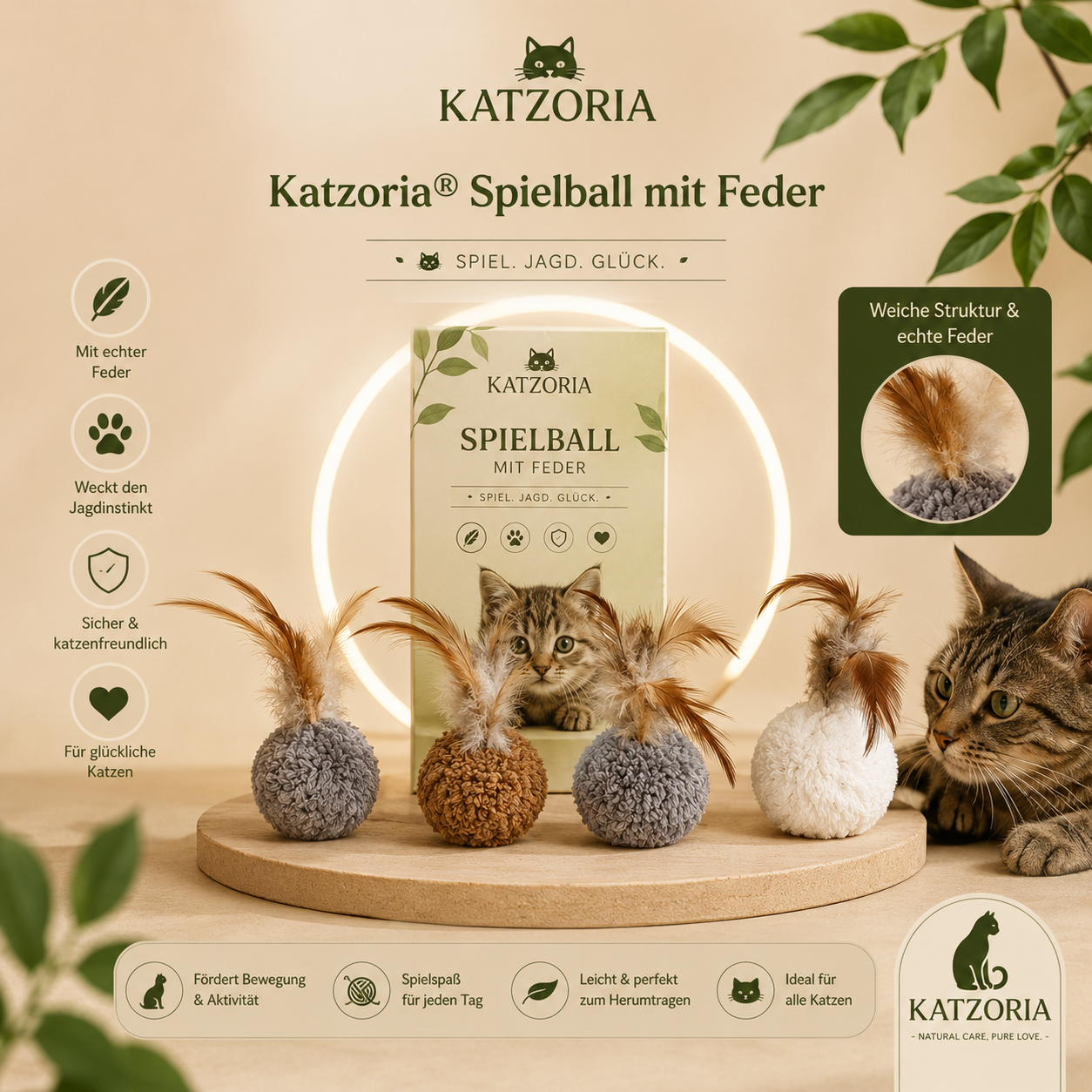 Katzoria® Spielball mit Feder