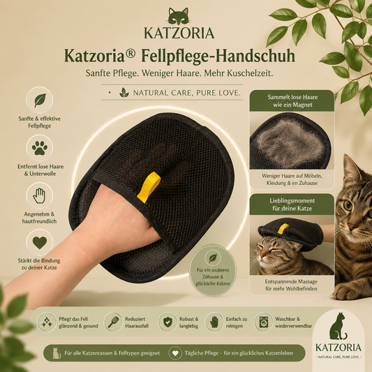 Katzoria® Fellpflege-Handschuh – Weniger Haare, Glücklichere Katze! 🐾