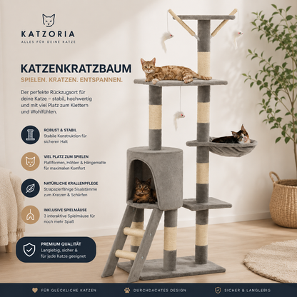 Katzoria Katzenkratzbaum mit Sisalstämmen – 138 cm