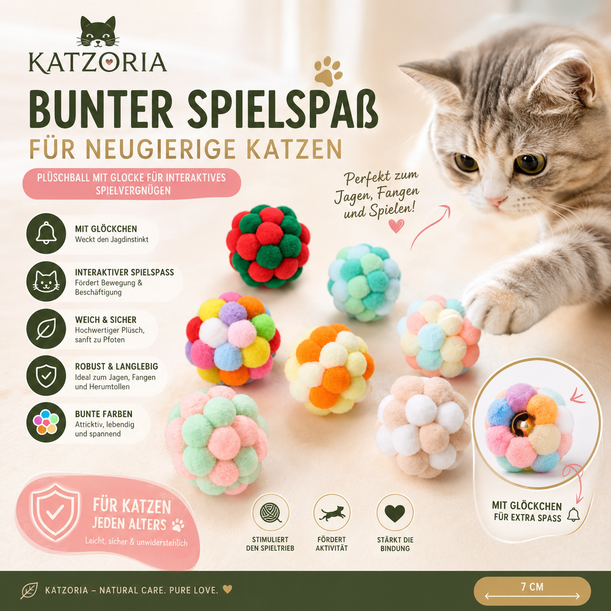 Katzoria Bell Ball – Spielspaß, der den Jagdinstinkt weckt 🐾