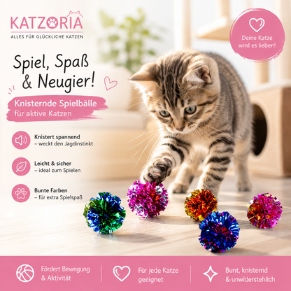 Katzoria Spielball mit Knistereffekt für Katzen – 5,5 cm 10 Stück